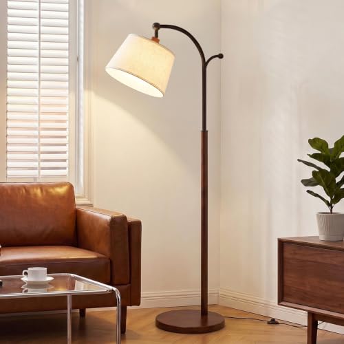 Floor Lamp, 9W 850lm Smart LED Arch Floor Lamp - Solid Wood Base - color: Solid Wood