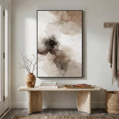 Extra Large Framed Brown Beige Abstract Wall Art for Living Room, 40x60 In - color: Brown B, size: 60"L x 40"W