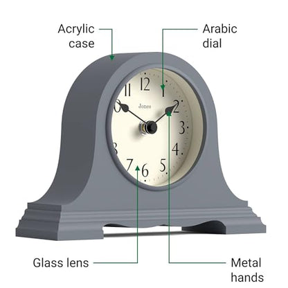 JONES CLOCKS® Speakeasy Small Mantel Clock | Napoleon’s hat Design | Blue - color: French Navy