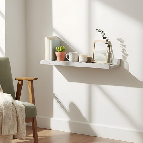 Suzile 2 Pcs Scalloped Floating Wall Shelves,16.5",Gray - color: Grey, size: 16.5"