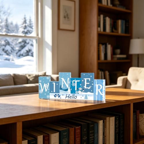 Merry Christmas Sign Winter Tiered Tray Decor Reversible Regalos De Navidad - color: small winter
