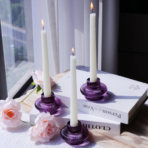 VOHO Set of 6 Purple Taper Candle Holders for Halloween Thanksgiving Gifts - color: Purple
