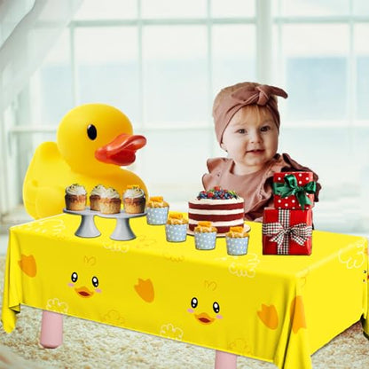 3pcs Yellow Duckie Table Cover, Waterproof & Easy to Clean, 70.8x42.5 inches, Duck-themed Tablecloth for Parties, Baby Showers, Gender Reveals - color: Duck