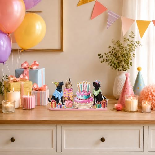 Smile Birthday Wooden Standing Decor Dog Party Cake Tiered Tray - style: Birthday