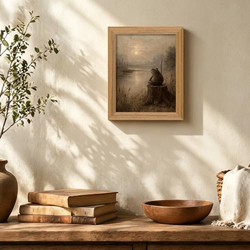 Framed Frog Wall Art Vintage Cottage Core Wall Decor - color: frog, size: 10"L x 8"W