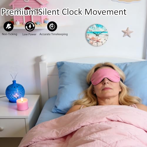 Silent Wall Clock Non Ticking, 8 Inch Glass Unique Wall Clocks - color: Blue White, size: 8 Inch