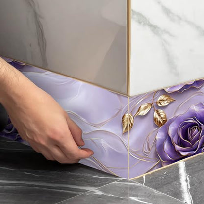 IVN Wallpaper Border Peel and Stick Wall Violet Gold Rose 4x196 Inch - color: Violet Gold Rose