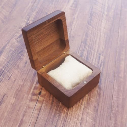 Walnut Color Wood Watch Box, Carved from One Solid Block of Wood, Luxury Wooden Jewelry Box with Magnetic Lid, Keepsake Gift Box for Watch, Jewelry, Rings, Wedding Gift(4.2" x 4.2" x 2.64") - color: Storage Box-DKH-10.7*10.7CM