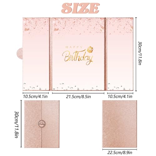 Crenics Rose Gold Happy Birthday Decorations, Creative Birthday Guest Sign in Book Alternative, Birthday Signature Book 18" x 12", Great Birthday Gifts for Women or Girls - color: Rose Gold