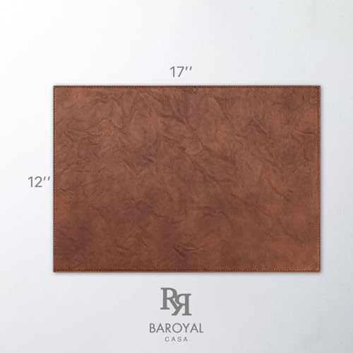Baroyal Faux Leather Placemats Set of 4 Vinyl Washable Wipeable Table Mats for Kitchen Dining Table Heat Resistant Waterproof Indoor/Outdoor Placemats Non-Slip Easy Clean Place Mats (Reddish Brown) - color: B-reddish Brown