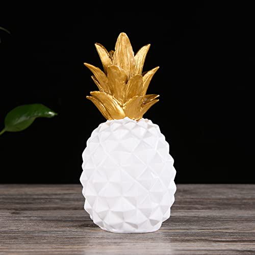 Resin Pineapple Statue, White Modern Luxury Tabletop Decor, 7.8in (H) - color: White