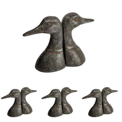 Creative Co-Op Decorative Distressed Cast Metal Duck Head Bookends, Black, Set of 2, 4.25" L x 3" W x 5.75" H (Pack of 4) - color: Negro