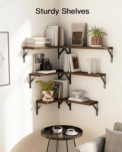 Amada Solid Paulownia Wood Wall Shelves, Medium Size, 6 Pcs, Brown - color: Brown, size: Medium