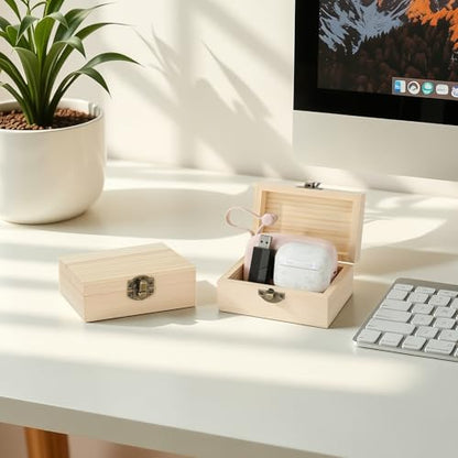 Small Unfinished Wooden Storage Box (Small 4.3 * 2.7 * 1.9 Inch) - size: Small 4.3*2.7*1.9 Inch