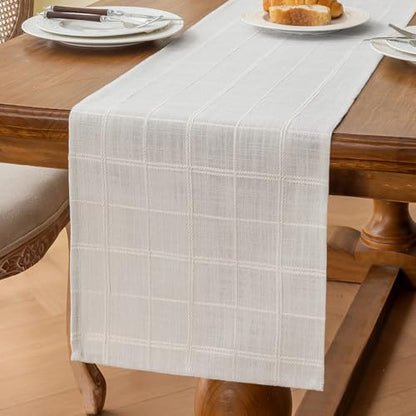 Linen Textured Table Runner, White Table Runners 60 Inches Long - color: White, size: 13×60 Inch