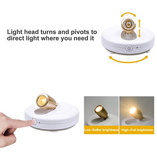 HONWELL Wireless Spotlight Battery Operated LED Puck Lights, Touch Closet Light, Stick on Wall Hallway Basement Entrance Perfect Adjustable Direction Light for Artwork Decorative