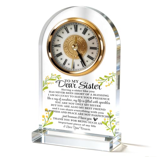 Acrylic Desk Clock Gift for Sister, Thoughtful Sister Appreciation, Beautiful Roman Numeral Timepiece, Tabletop Decor, Meaningful Birthday Gift Idea, Thoughtful Sister Appreciation, 4.3 x 7.8 In - color: Gift 05