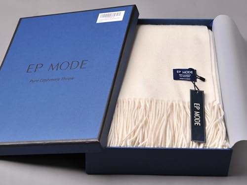 EP Mode 100% Pure Cashmere Throw Blanket for Sofa, Whisper White - color: Whisper White