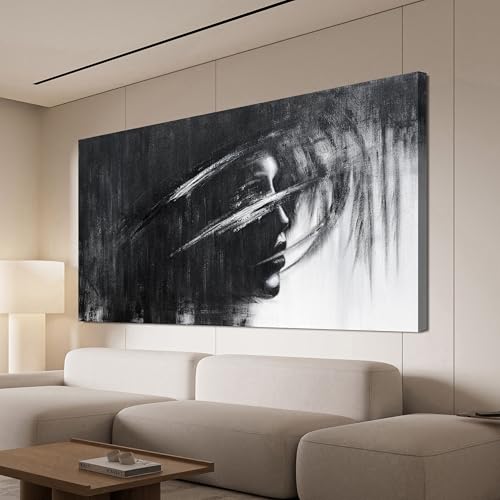 Canvas Wall Art Decor Large Wall Art Pictures for Living Room Black and White Abstract Wall Art Decor Large Artwork for Walls Modern Abstract Wall Art Prints Kitchen Bedroom Office Wall Decor 29"X58" - color: QLS-V, size: 58"L x 29"W