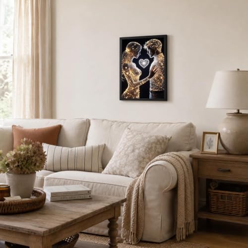 Black Framed Couple Wall Art, Romantic Pictures Wall Decor, 12x16 in - color: Gold1