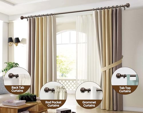 KAMANINA 1 Inch Curtain Rod 28-48 Inch, 2 Pack Antique Bronze Drapery Rods - color: Antique Bronze, size: 28-48"(2Pack)