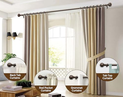 KAMANINA Curtain Rod 32 to 58 Inch, Antique Bronze Adjustable Drapery Rods - color: Antique Bronze, size: 32-58"