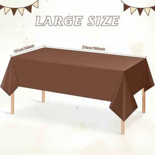 3Pcs Brown Plastic Tablecloths for Rectangle Tables,Disposable Chocolate Table Cloth,Waterproof Tan Table Cover for Fall Thanksgiving Harvest Birthdays Weddings Party Decorations,54 x 108 Inch - color: Brown, size: 3 Pack