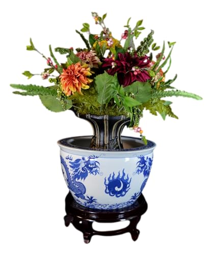 12.5" Wooden Fishbowl Display Vase Planter Stand - size: 12.5 inches