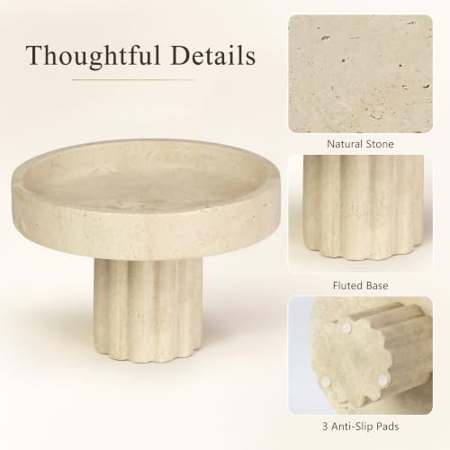 YMXYJM,Travertine Decorative Tray,Marble Tray with Legs,Beige - color: Beige Travertine