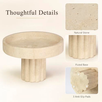 YMXYJM,Travertine Decorative Tray,Marble Tray with Legs,Beige - color: Beige Travertine