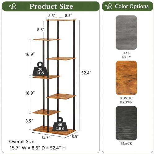Corner Tall Plant Stand Indoor 7 Tier 8 Potted, Rustic Brown