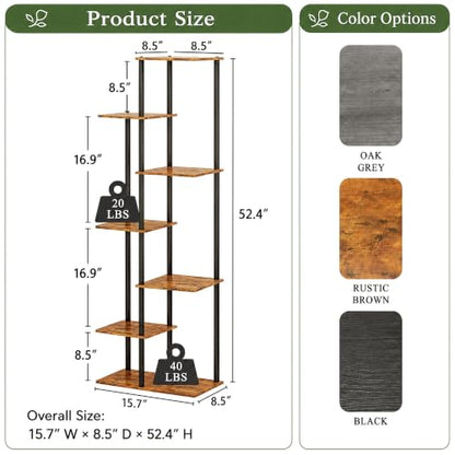 Corner Tall Plant Stand Indoor 7 Tier 8 Potted, Rustic Brown