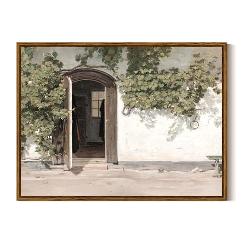 InSimSea Framed Canvas Wall Art Vineman Climbing The Walls Farmhouse Wall Decor Opening Door Painting Canvas Print Art Home Decor Aesthetic For Bedroom Bathroom Office 12x16in - color: Climbing Vine, size: 16"L x 12"W