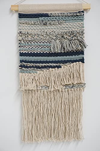 Home&Manor Wool and Cotton Macrame Wall Hanging with Rod Included