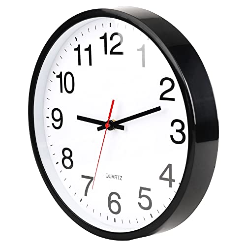 12 In Wall Clock,Analog,Silent Non Ticking,Battery Operated,Easy Read,Large - color: Black/White 12, size: 12"