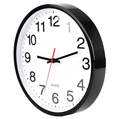 12 In Wall Clock,Analog,Silent Non Ticking,Battery Operated,Easy Read,Large - color: Black/White 12, size: 12"
