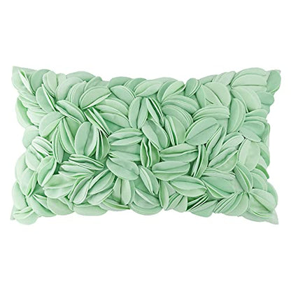 KINGROSE Luxury Solid 3D Flower Throw Pillow Cover, Mint Green, 12x20 Inch - color: Mint Green - Solid Suede