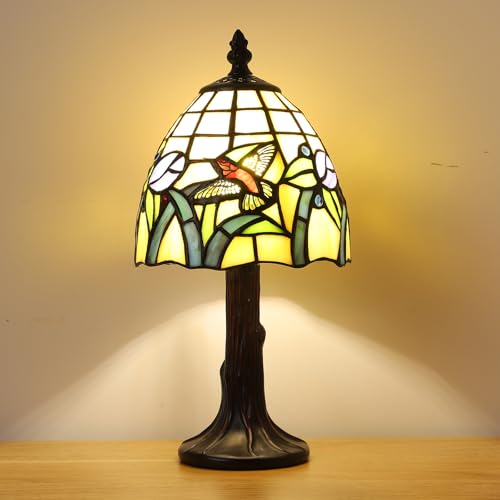 Small Tiffany Table Lamp,3 Color Temperature Hummingbird Stained Glass Table Lamps for Living Room, Dining Room,Bedroom Bedside Nightstand Night Light,W/LED Bulb,6X6X13Inch - color: Hummingbird 6X6X13Inch