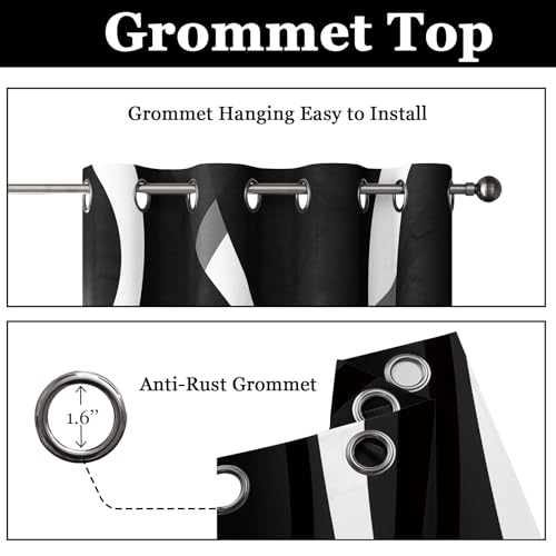 weesire Black and White Blackout Curtains, 52 x 84 Inch, Grommet, 2 Panels - color: P1-black, size: 52"W x 84"L (Pack of 2)