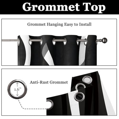 weesire Black and White Blackout Curtains, 52 x 96 Inch, Grommet, 2 Panels - color: P1-black, size: 52"W x 96"L (Pack of 2)