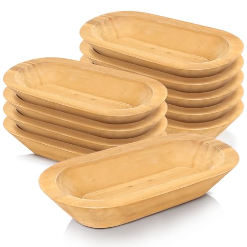 Nuogo 10 Pack 12.5 Inches Wooden Dough Bowls Bulk Rustic Bowls, Khaki - color: Khaki, size: 12.5 Inches