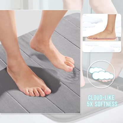 Yimobra Memory Foam Bathroom Mat Set, 31.5 x 20 & 24 x 20 in, Gray - color: Grey, size: 31.5x20+24x20 Inch