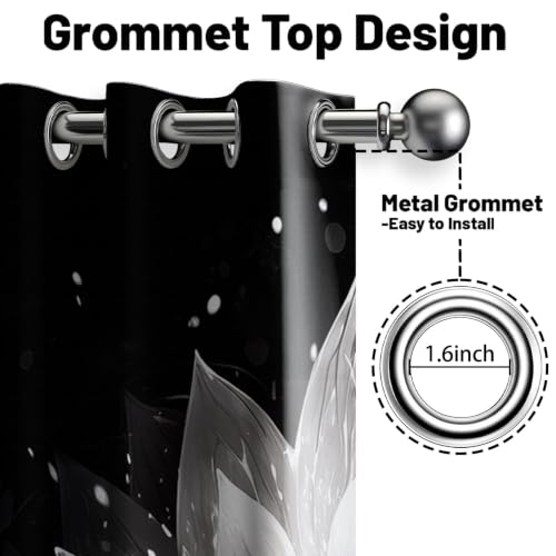 Black and Grey Blackout Curtains, Lotus Drapes 84 inches length, 2 Panels - color: Black and White, size: 52"W x 84"L (Pack of 2)