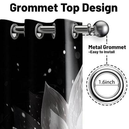Black and Grey Blackout Curtains, Lotus Drapes 84 inches length, 2 Panels - color: Black and White, size: 52"W x 84"L (Pack of 2)