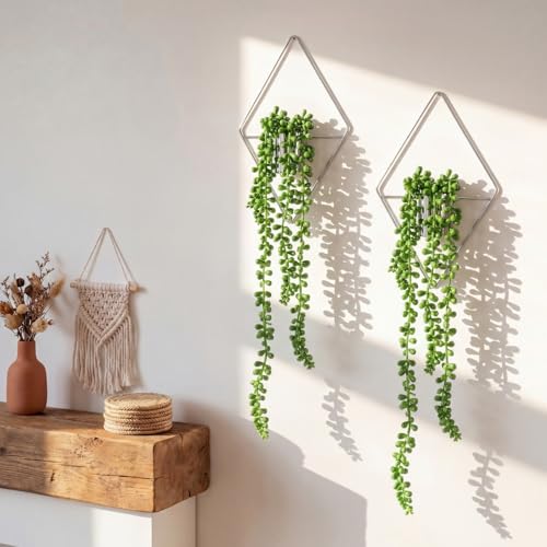 Canlierr 4 Pcs Hanging Plants Wall Decor, Succulent, Silver - color: Silver, size: Succulent