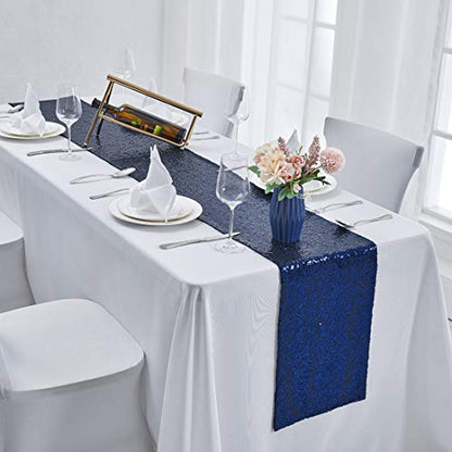 Pufogu 12 x 72 inches Navy Sequin Table Runner, 2 Packs - color: Navy