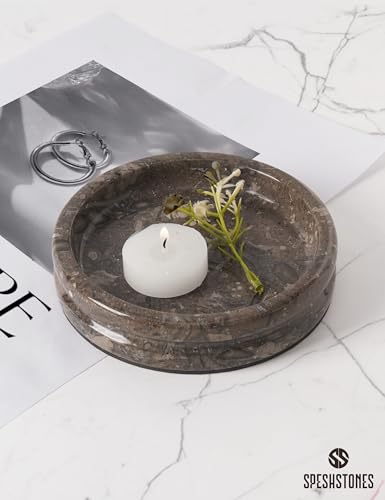 Marble Jewelry Dish, 5" Handmade Trinket Ring Tray - color: Oceanic