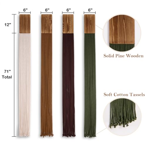 Mokof Boho Macrame Wall Hanging Decor for Living Room Bedroom, 71", 4 Pack - size: 71"L x 6"W