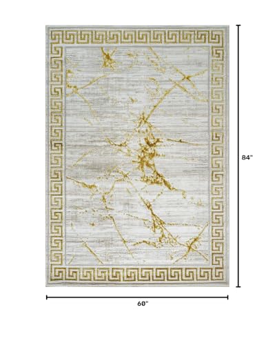 GLORY RUGS Area Rugs Marble 5X7 Cream Gold Carpet Modern Abstract Rug Living Room Dining Bedroom Rug - color: Cream, size: 5' x 7' (Rectangular)