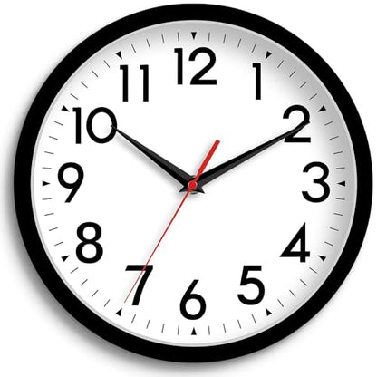 DAXSMY 8 Inch Wall Clock, Battery Operated Silent Non Ticking - color: A-black, size: 8"